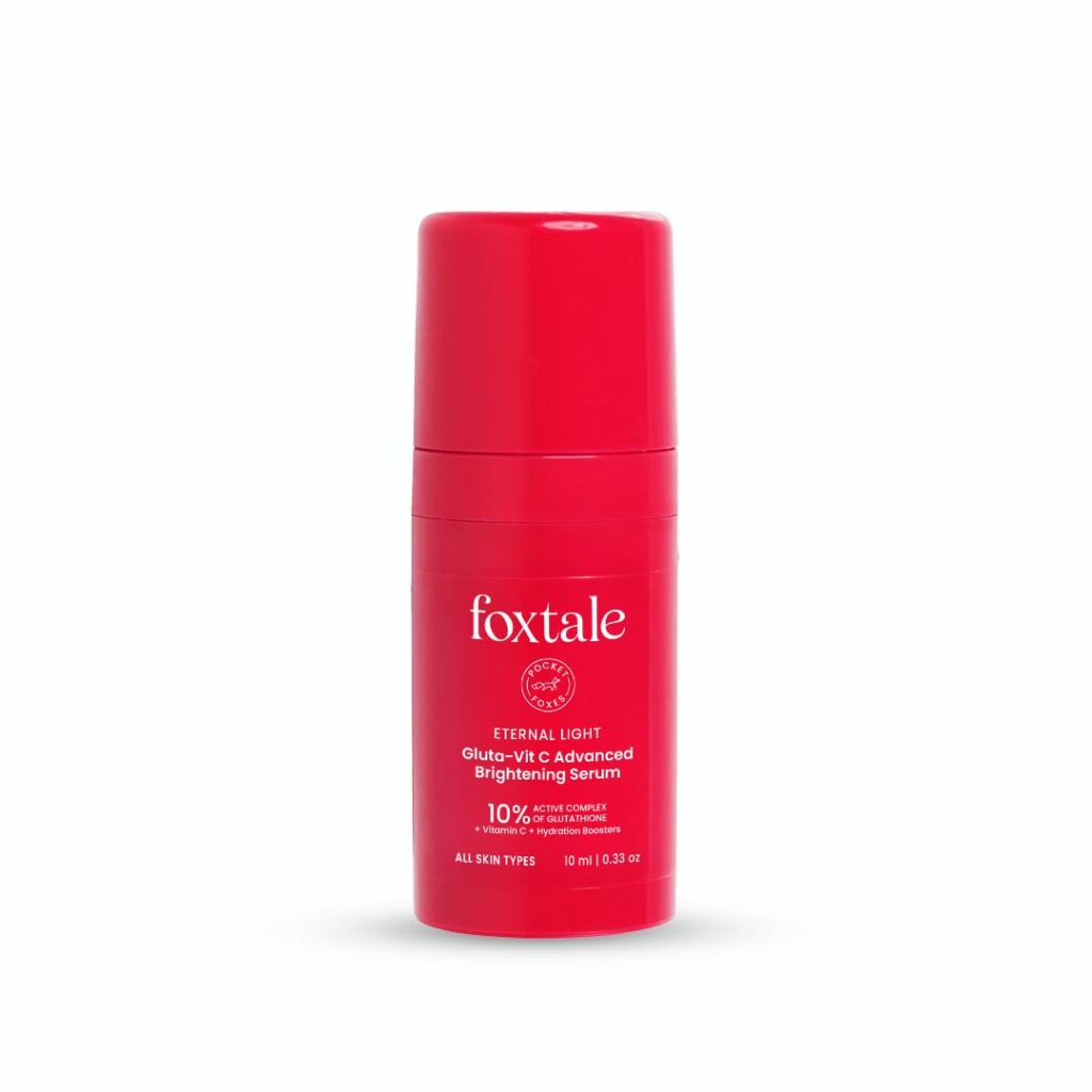 Foxtale 10% Vitamin C-Glutathione Brightening Face Serum for Glowing Skin, Treats Dark Spots, Pigmentation & Dullness, Beginner & Sensitive Skin Friendly | All Skin Types | Women & Men | 10ml