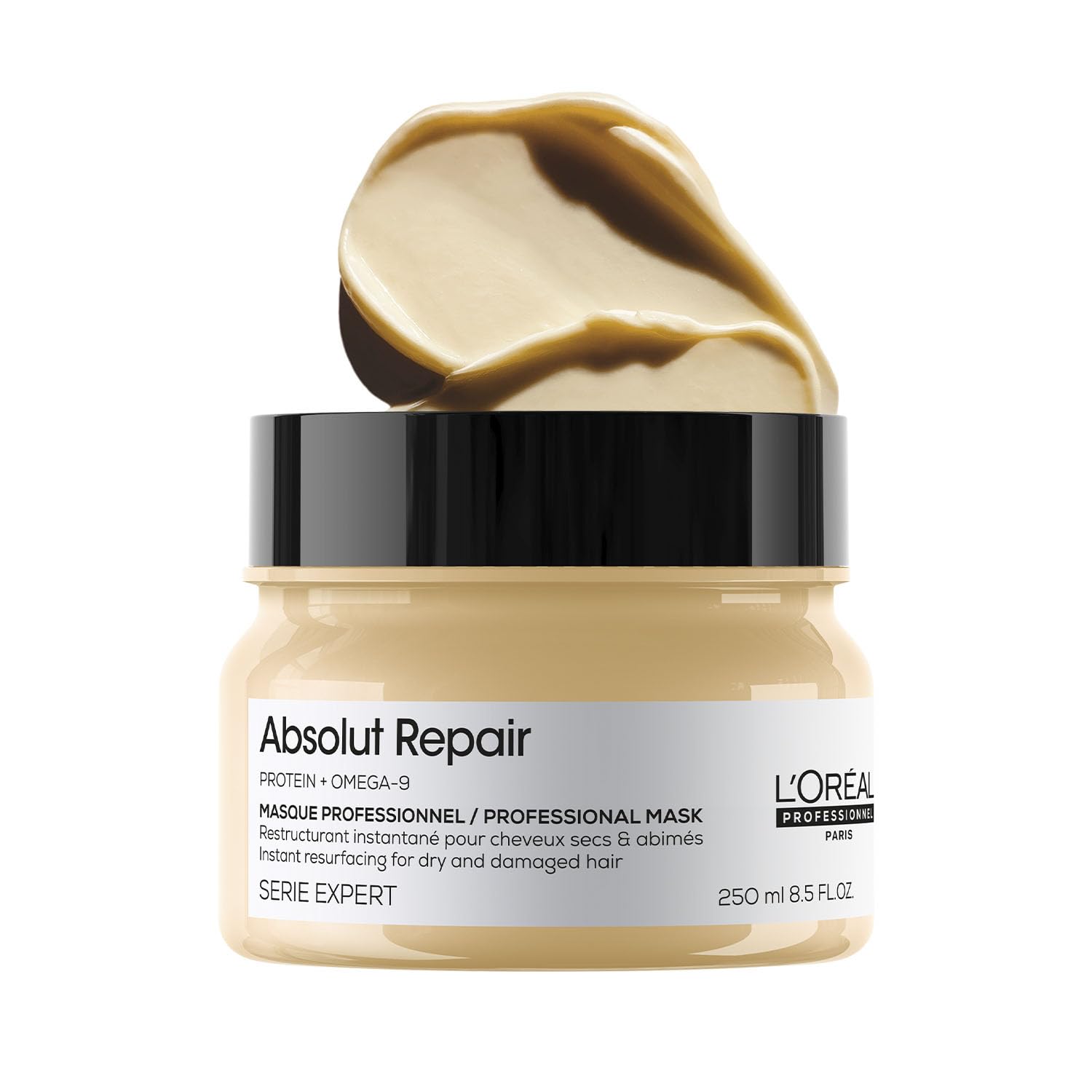 L'Oréal Professionnel Absolut Repair Mask for Dry & Damaged Hair | Professional mask for Strengthening and Repairing Hair, 13x resistance to hair damage | With Protein & Omega-9 For Men & Women, 250ml