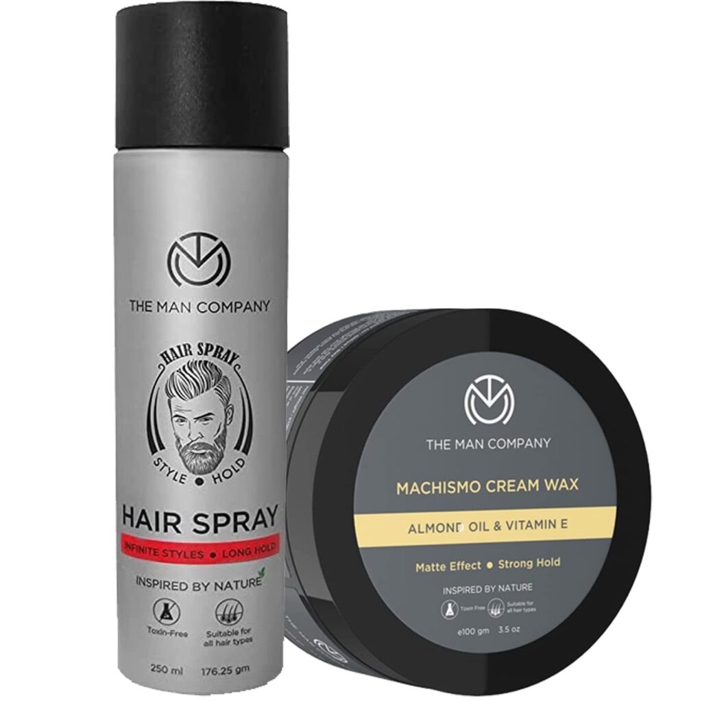 The Man Company Hair Styling Wax & Spray Combo | Strong Hold, Long Lasting, Matte Look & Instant Grip | Natural Shine, Non-Stick, Ultra Hard