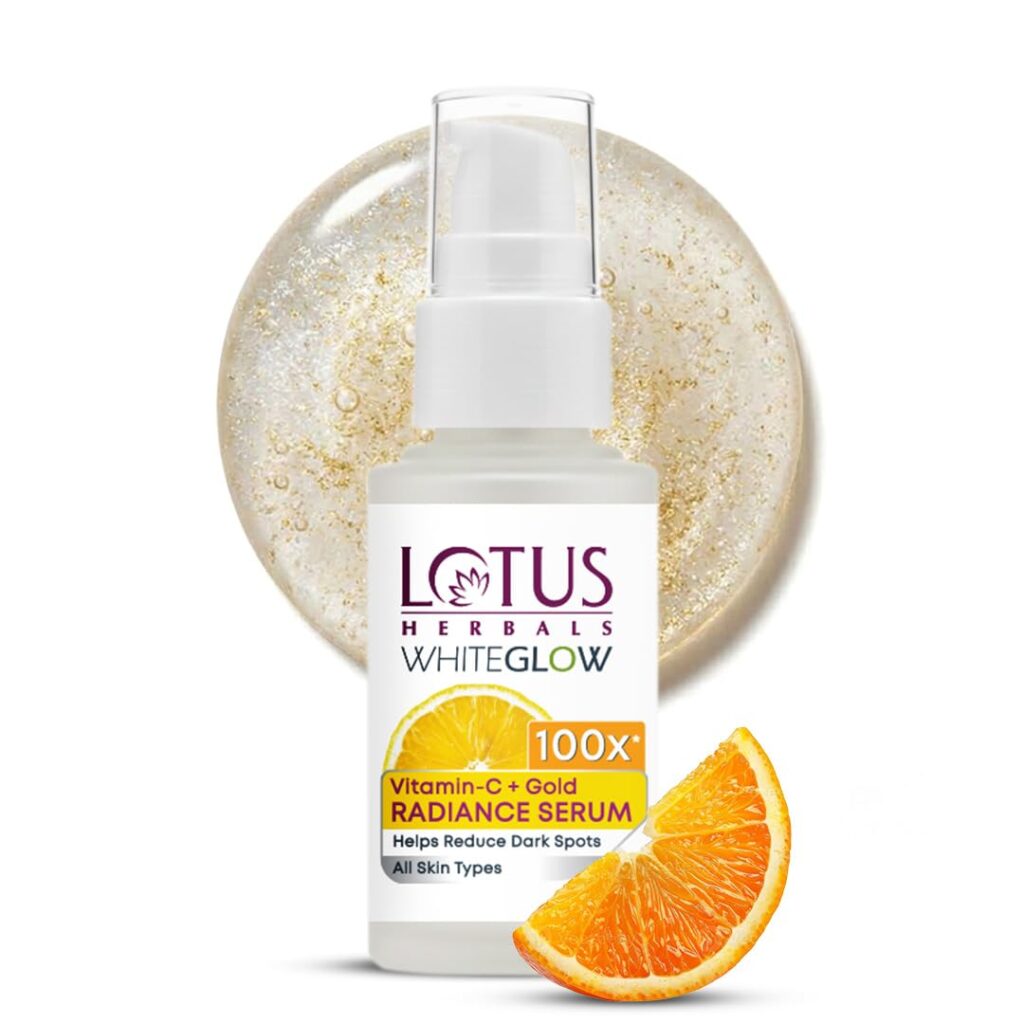 Lotus Herbals WhiteGlow Vitamin C and Gold Radiance Face Serum | Hydrating & Brightening Serum For Dark Spots, Dull & Uneven Skin Tone | Paraben-Free | For Women and Men| For Oily, Dry & Combination Skin | 30 ml