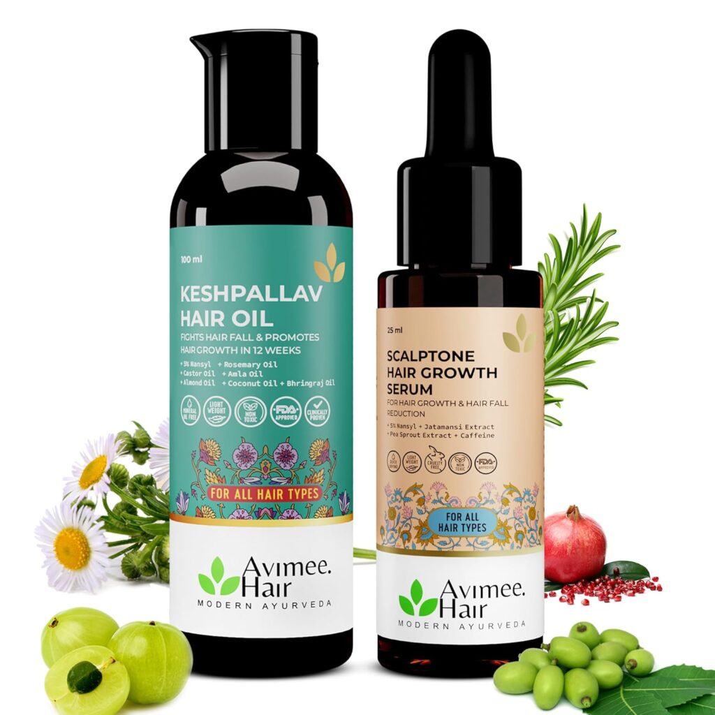 Avimee Herbal Hair Growth Super Saver Combo | Keshpallav Hair Oil (100 ml) & Scalptone Hair Growth Serum (25 ml)