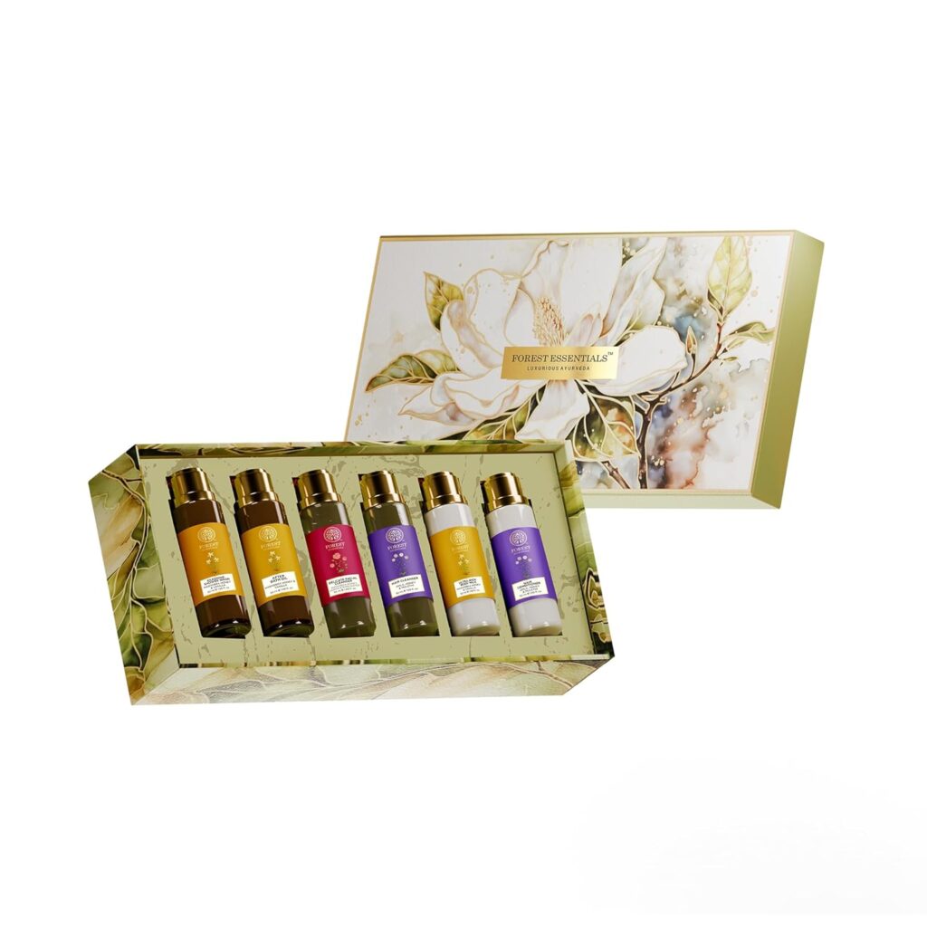 Forest Essentials Mini Delights Gift Box | 6-Piece Gift Set for Face, Hair & Body | Ayurvedic Skincare Gifting | Thoughtful Gifts for Birthday or Anniversary