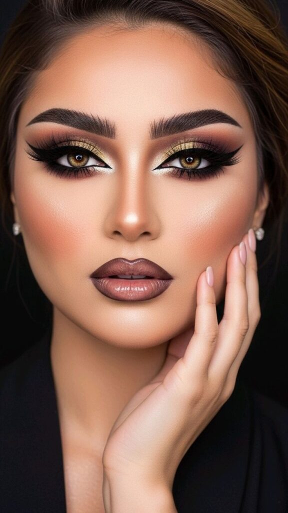 Bold eyes dark lips