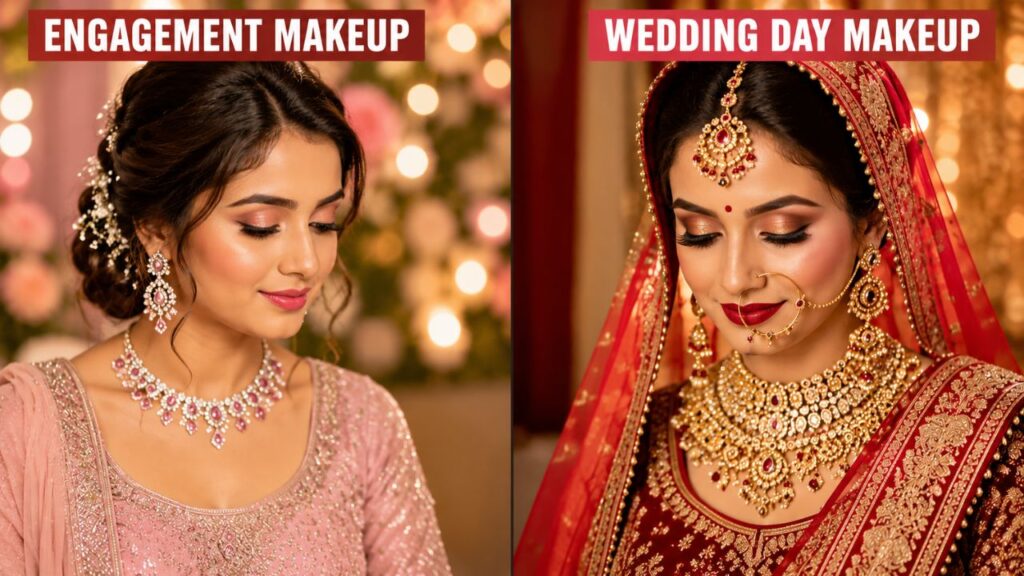 EngageEngagement Makeup vs Wedding Makeupment Makeup vs Wedding Day Makeup